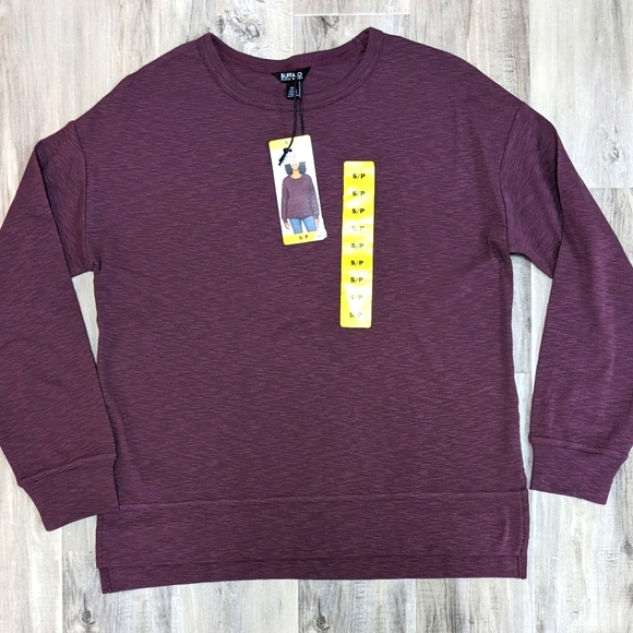 NWT Buffalo Women’s Slub Crewneck Top Size Small Burgundy Colour - Picture 3 of 6